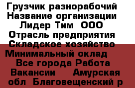 Грузчик-разнорабочий › Название организации ­ Лидер Тим, ООО › Отрасль предприятия ­ Складское хозяйство › Минимальный оклад ­ 1 - Все города Работа » Вакансии   . Амурская обл.,Благовещенский р-н